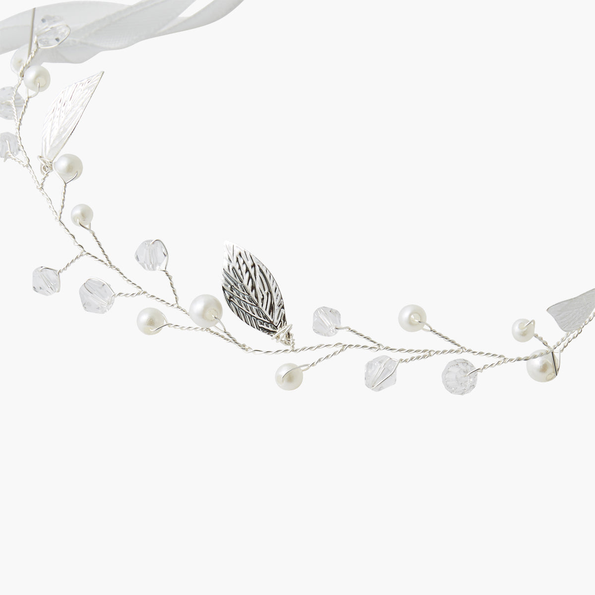 Couronne feuilles et perles d'imitation