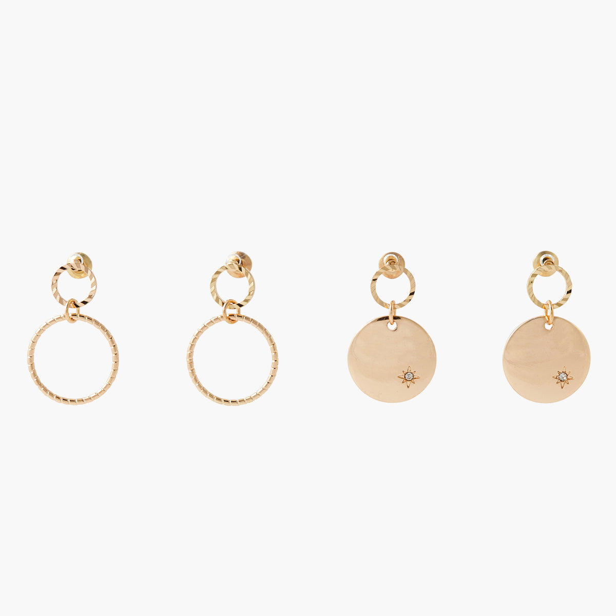 Set de boucles d'oreilles pendantes doré Basic Nude