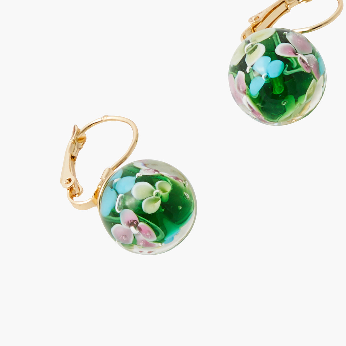 Boucles d'oreilles perles de verre vertes