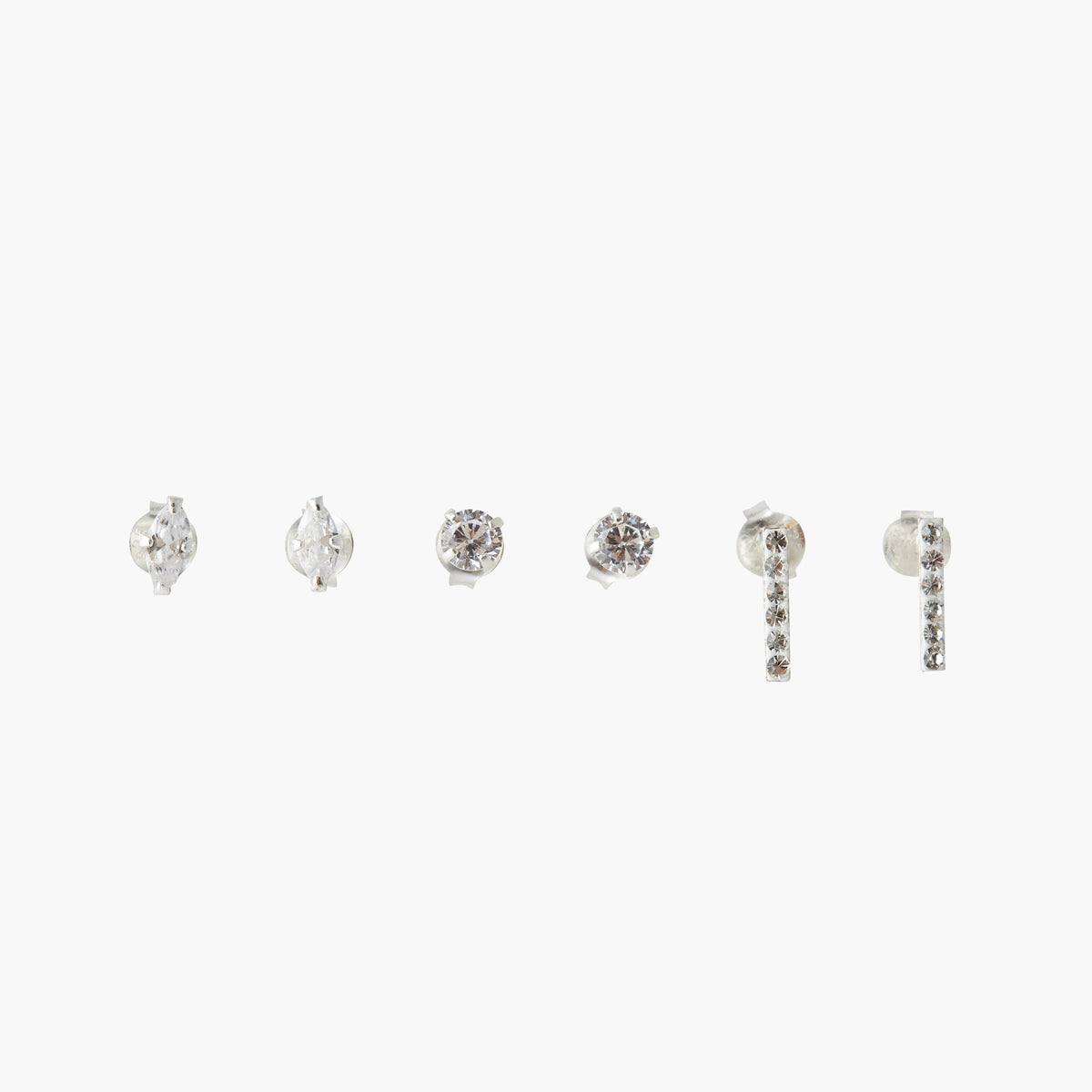 Set de 3 puces d'oreilles zirconium Argent Garanti