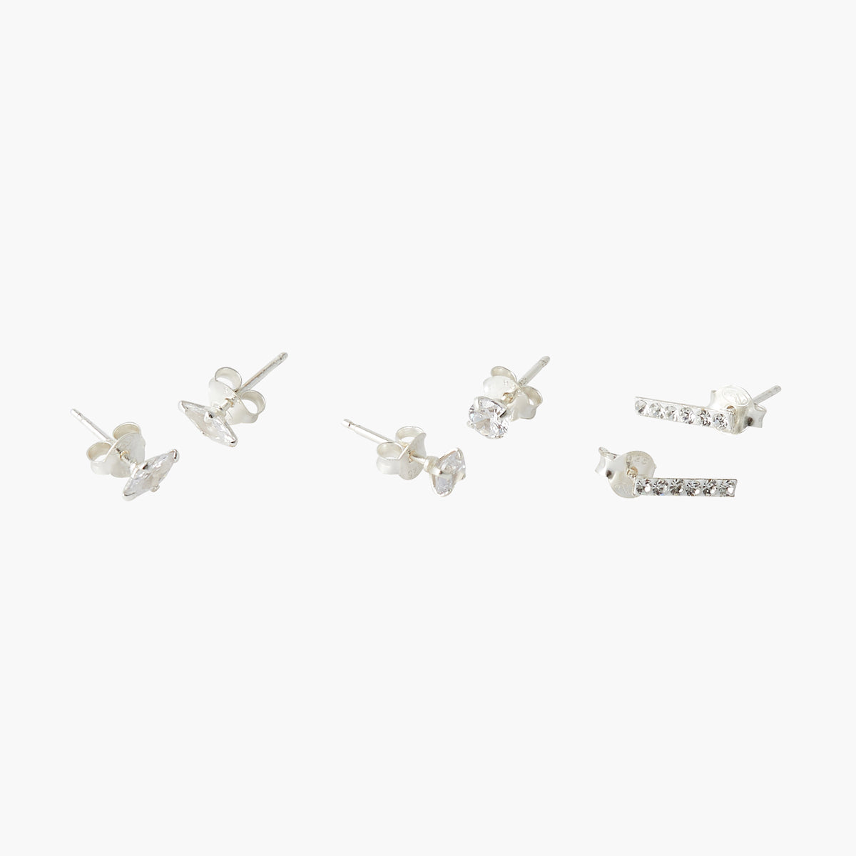 Set de 3 puces d'oreilles zirconium Argent Garanti