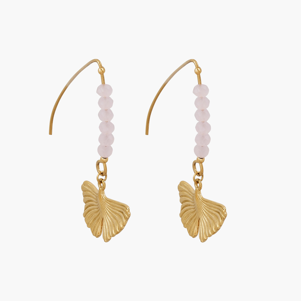 Boucles d'oreilles feuille ginkgo Acier Inoxydable