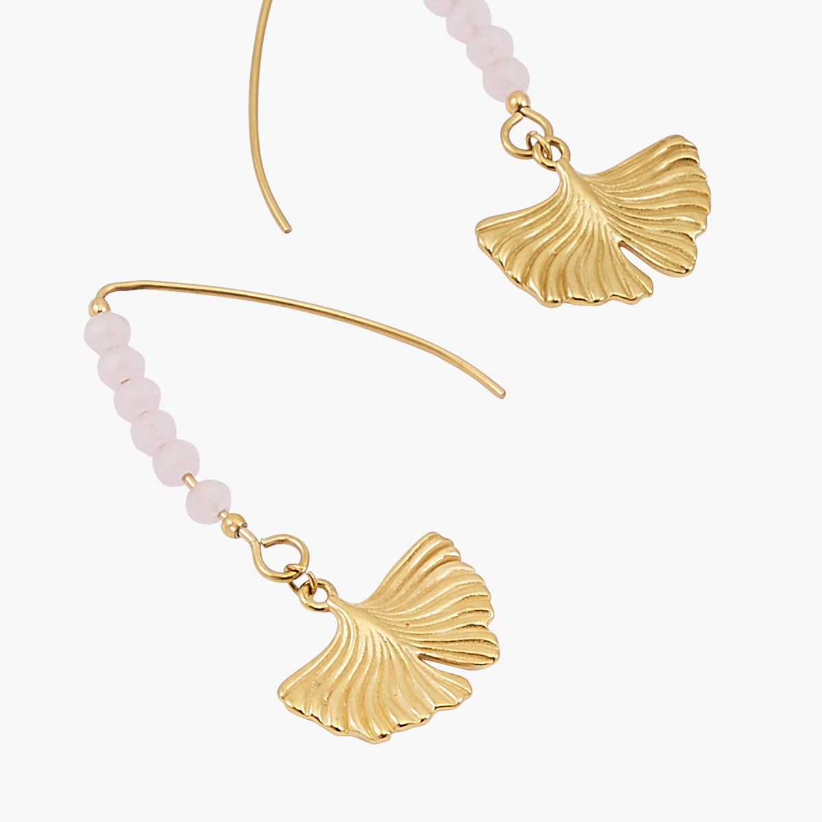 Boucles d'oreilles feuille ginkgo Acier Inoxydable doré et rose