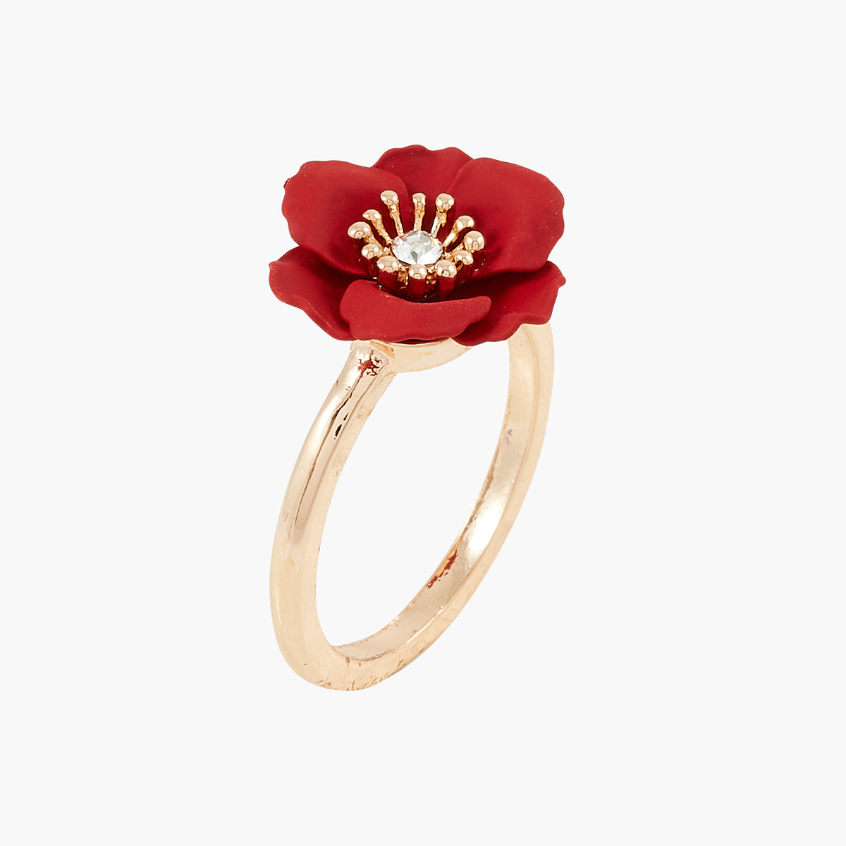 Bague fleur rouge