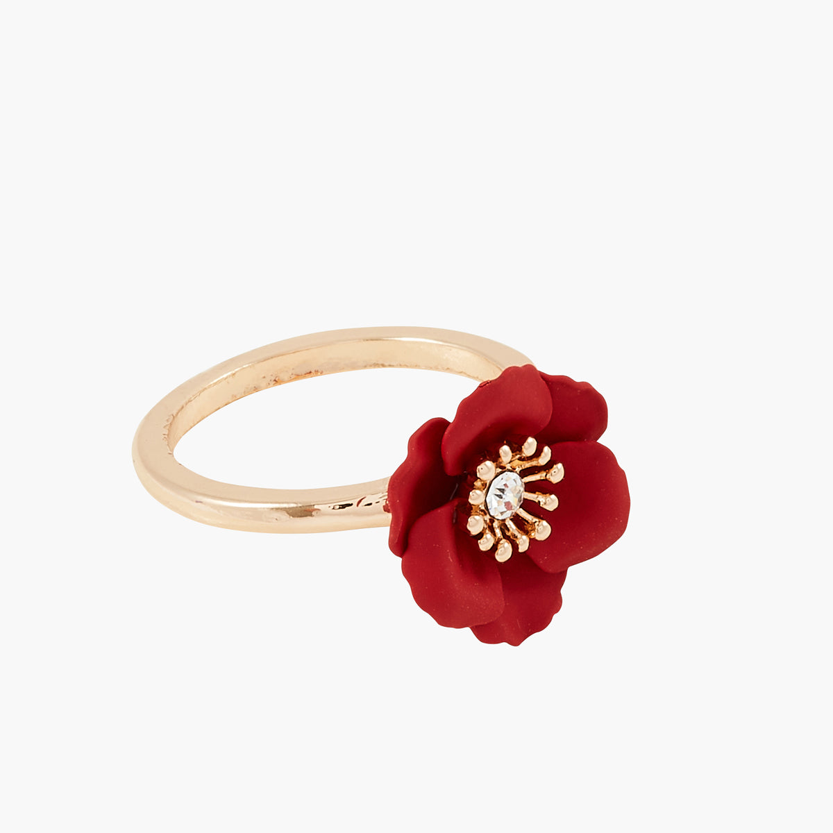 Bague fleur rouge