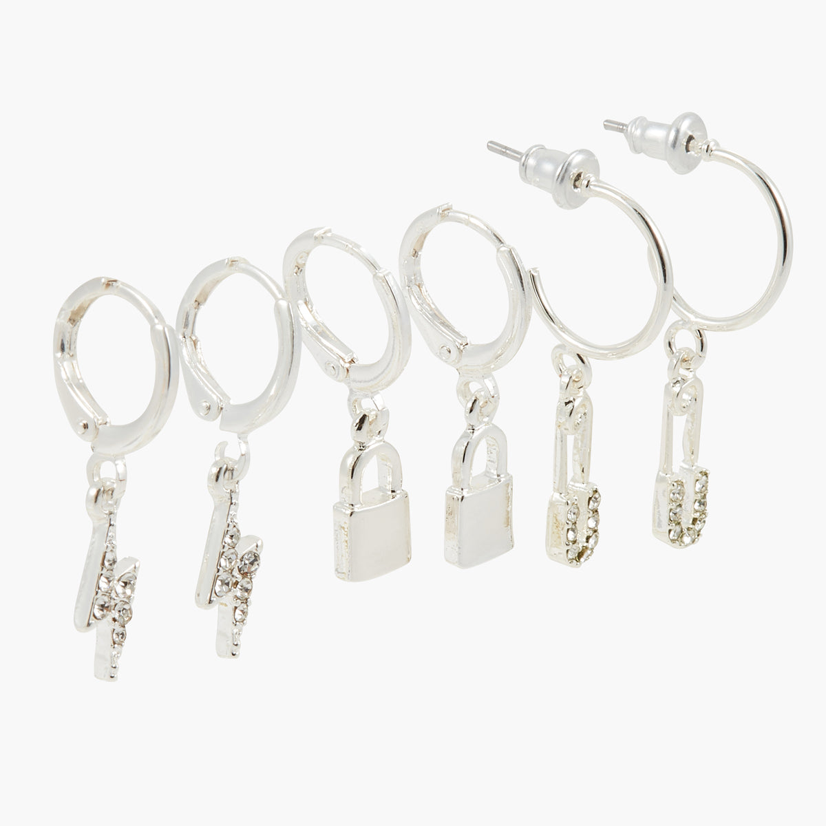 Set de 3 mini-créoles fantaisie Silver Touch