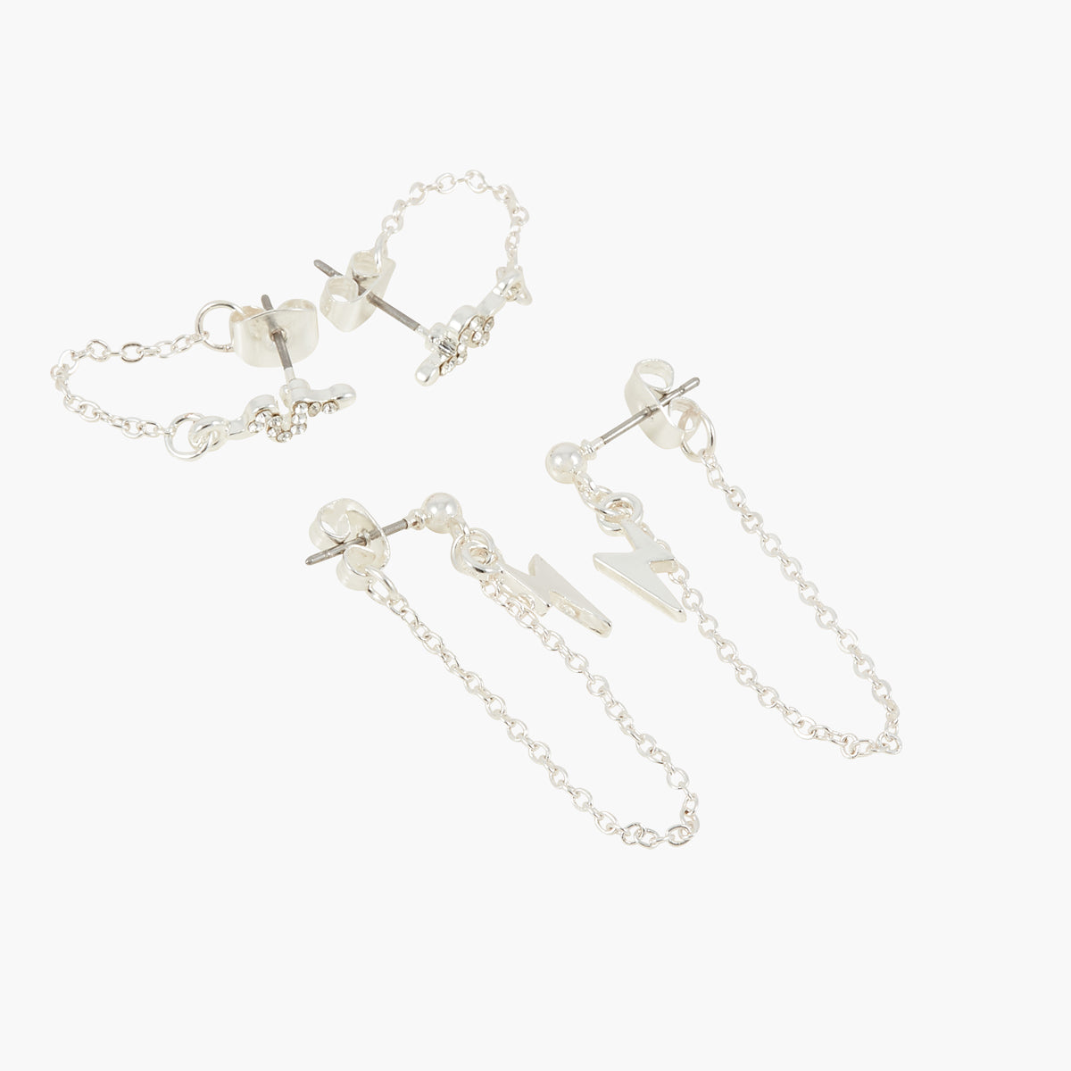 Set de 2 boucles d'oreilles chaîne Silver Touch