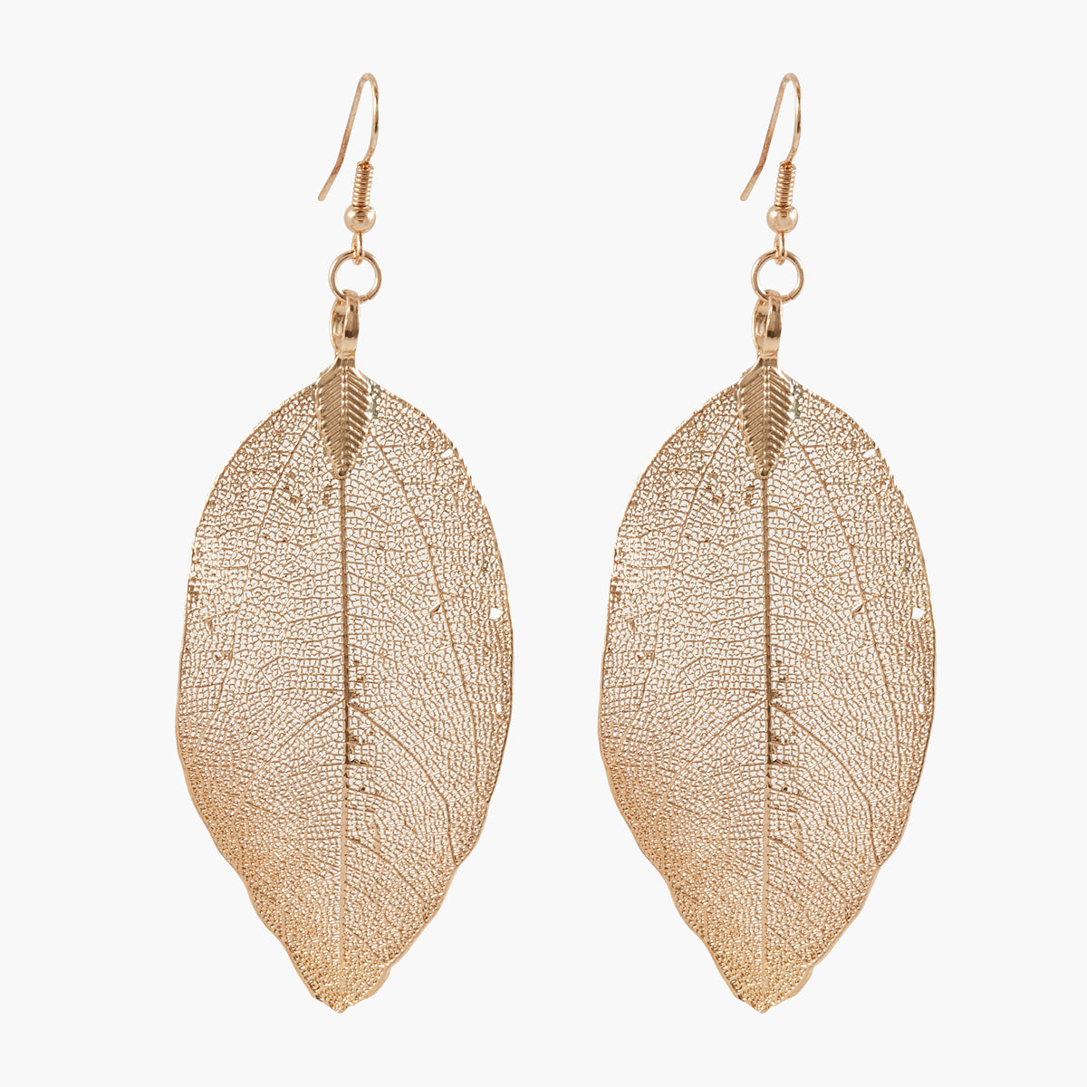 Boucles d'oreilles feuilles métallisées