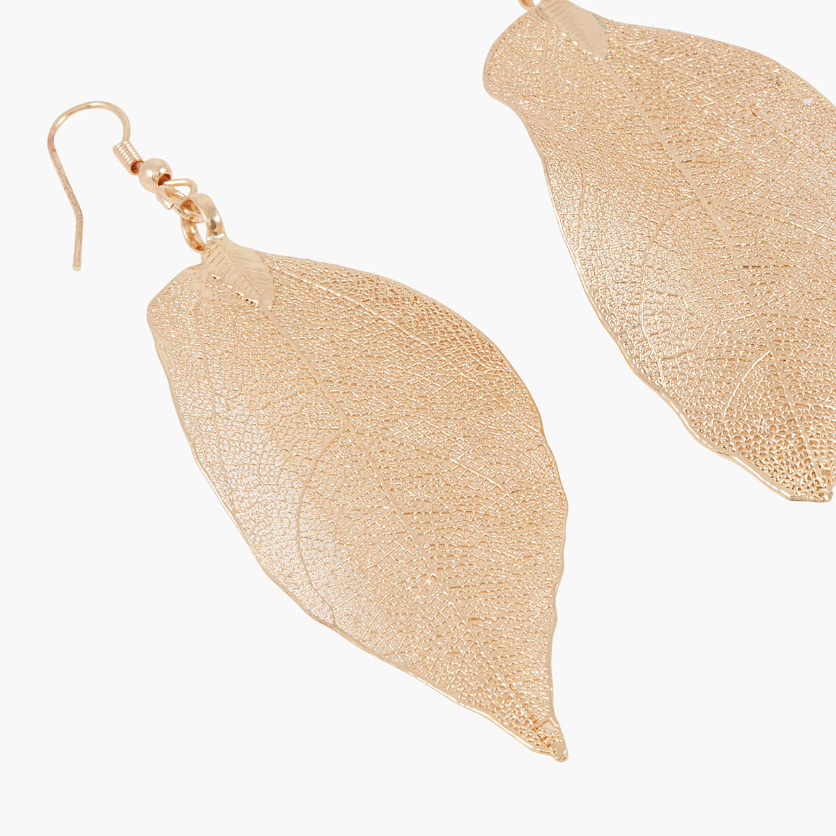 Boucles d'oreilles feuilles métallisées