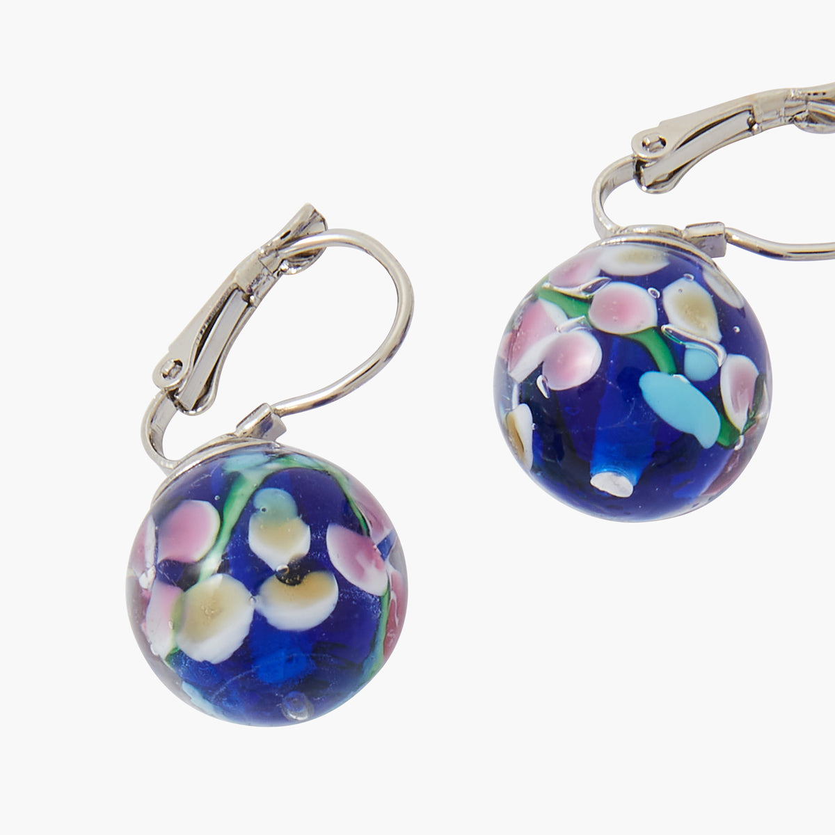 Boucles d'oreilles perles de verre bleu