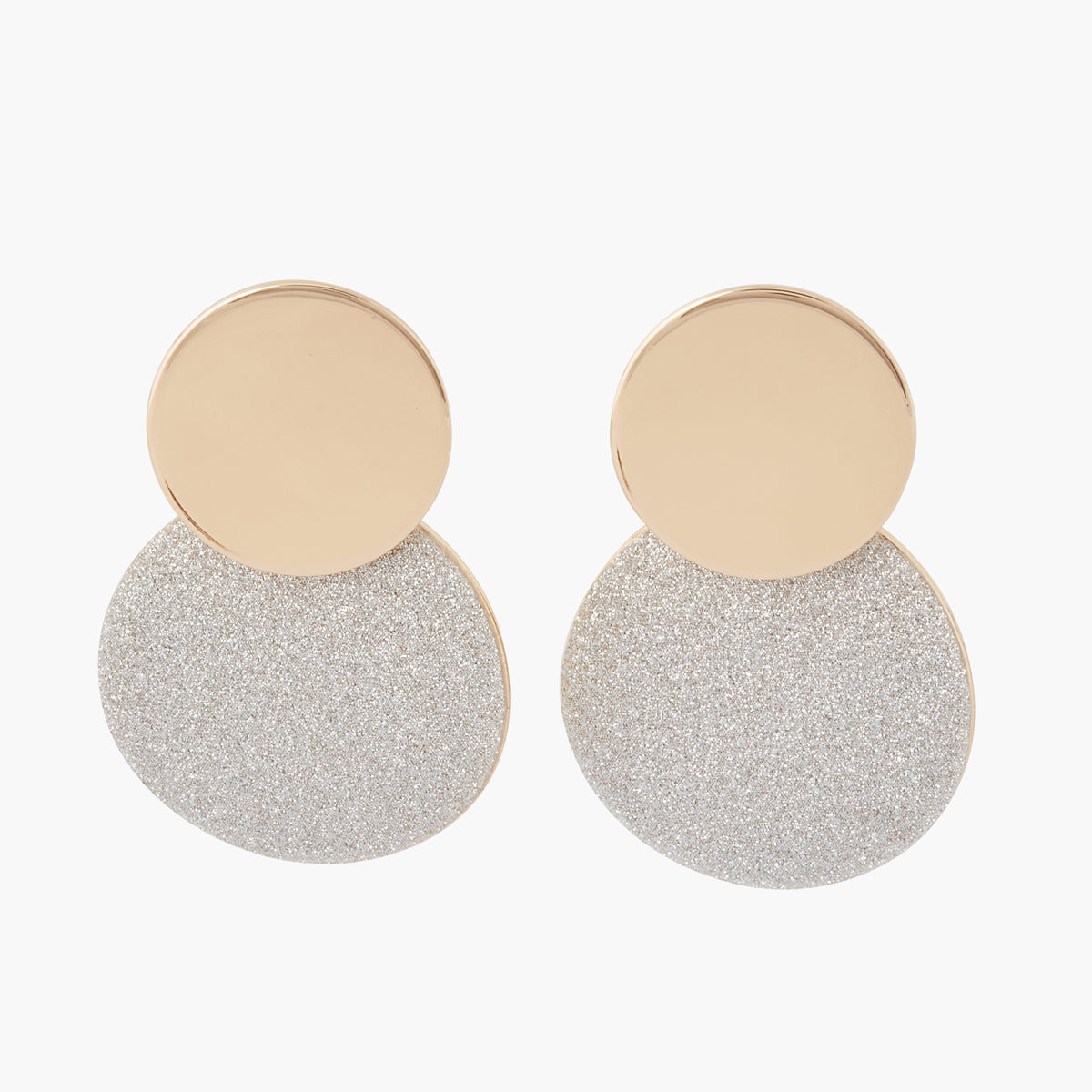 Boucles d'oreilles 2 disques lisse et paillettes - Shiny Party