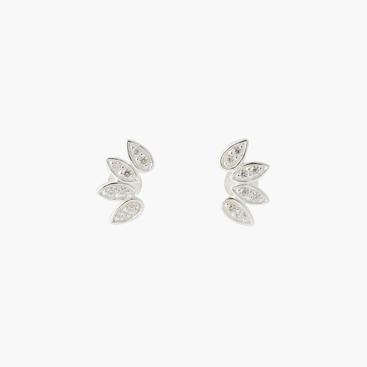 Puces d'oreilles pétales zirconium Argent Garanti