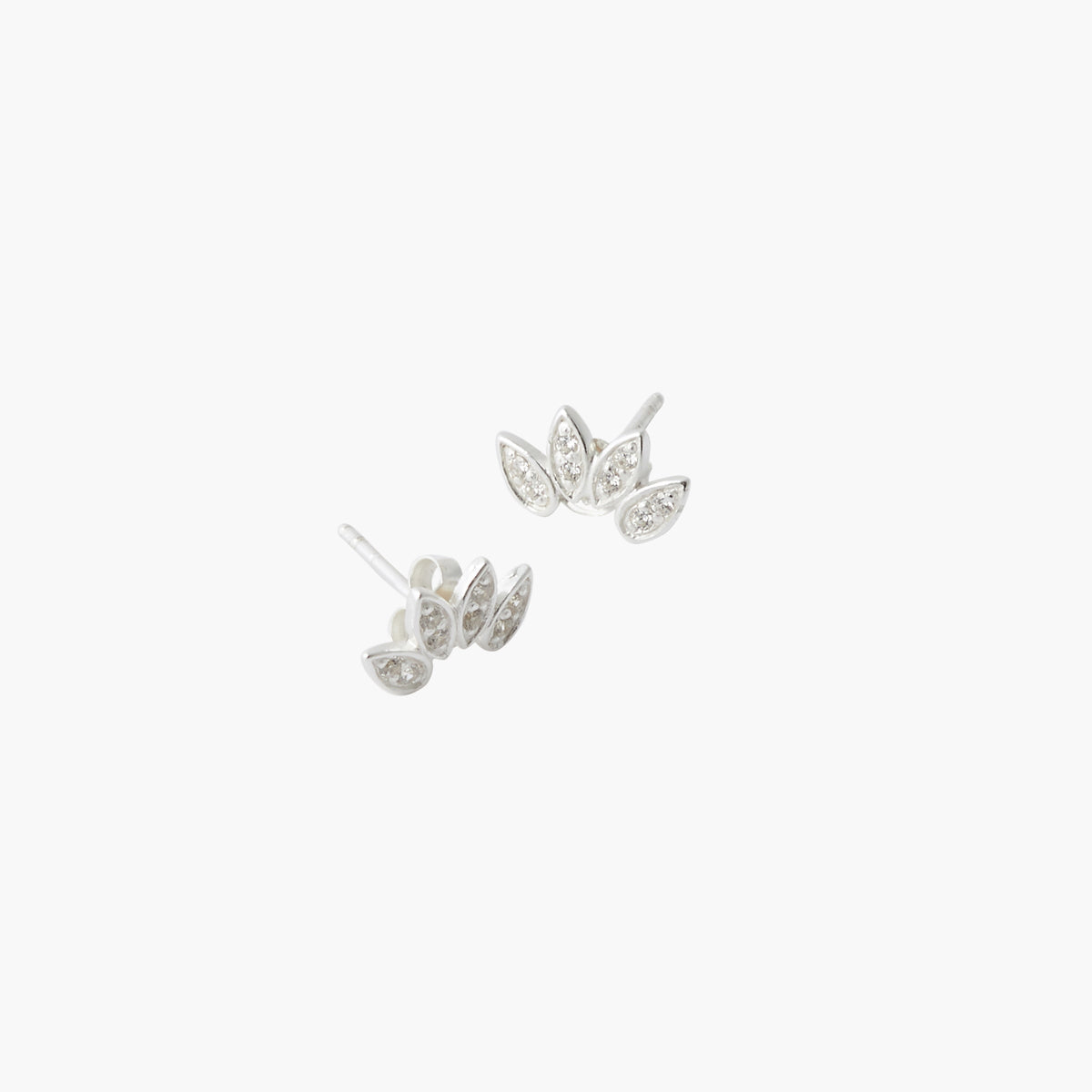 Puces d'oreilles pétales zirconium Argent Garanti