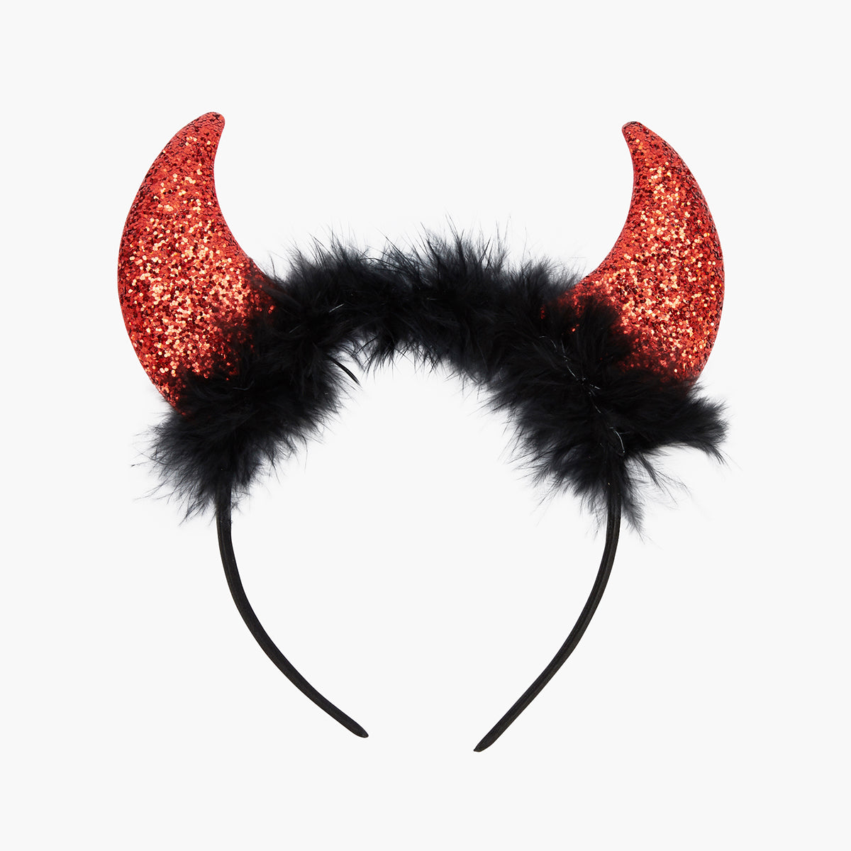 Serre-tête Halloween diable cornes rouge paillettes