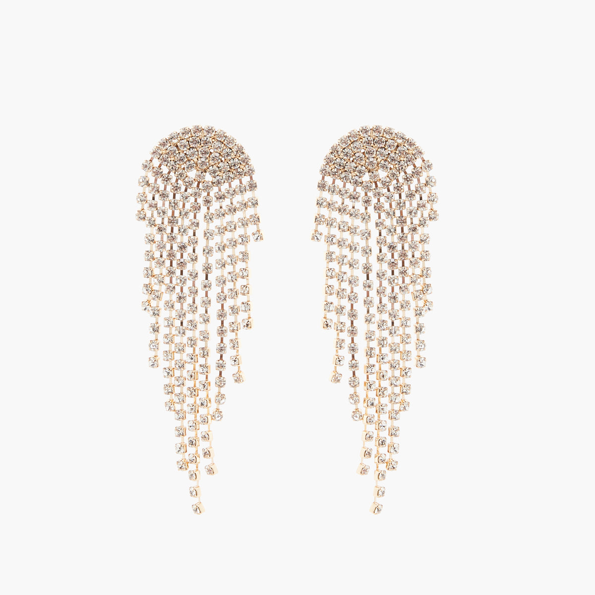 Boucles d'oreilles demi lune chaine strass - Shiny Party