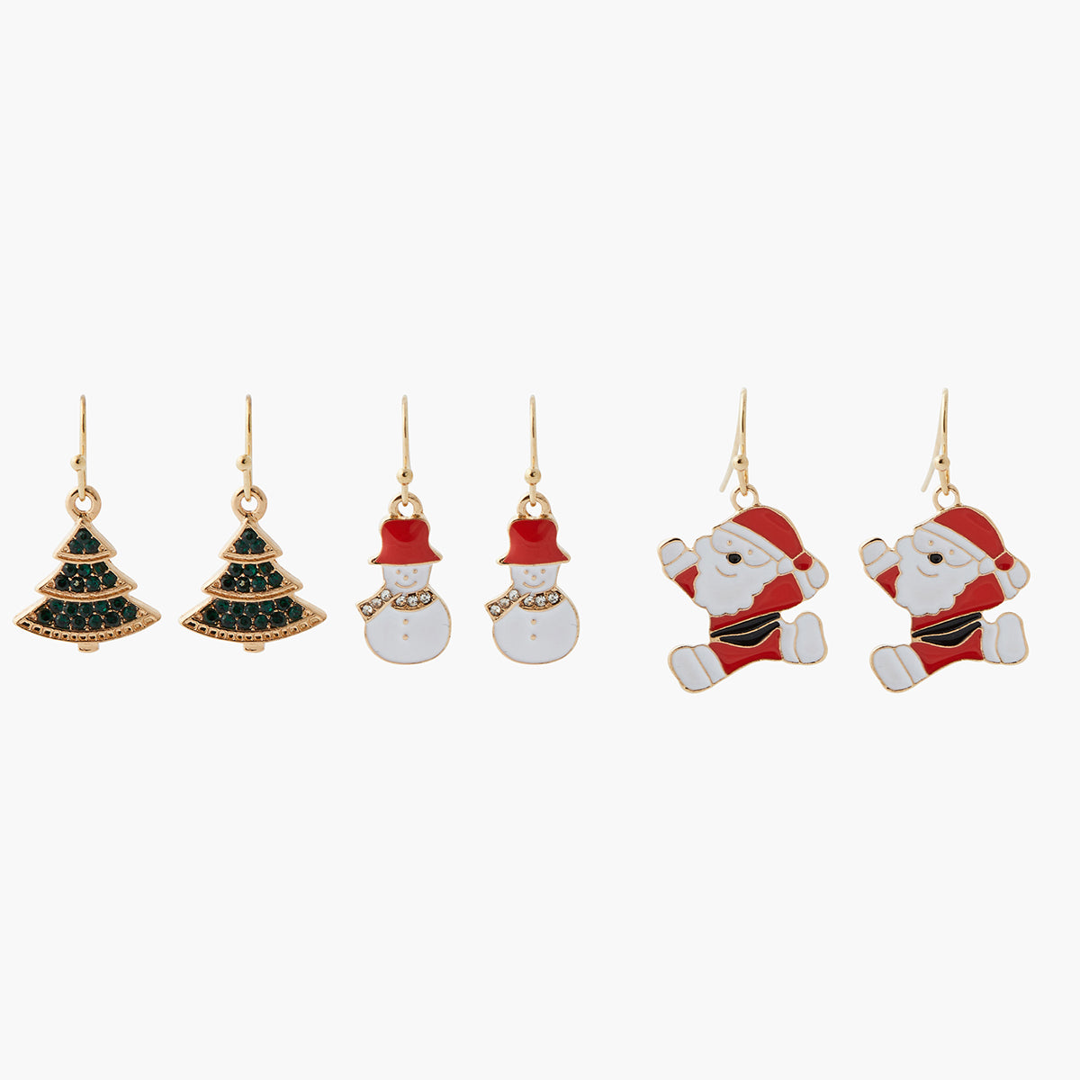 Set de boucles d'oreilles pendantes doré Crazy Xmas