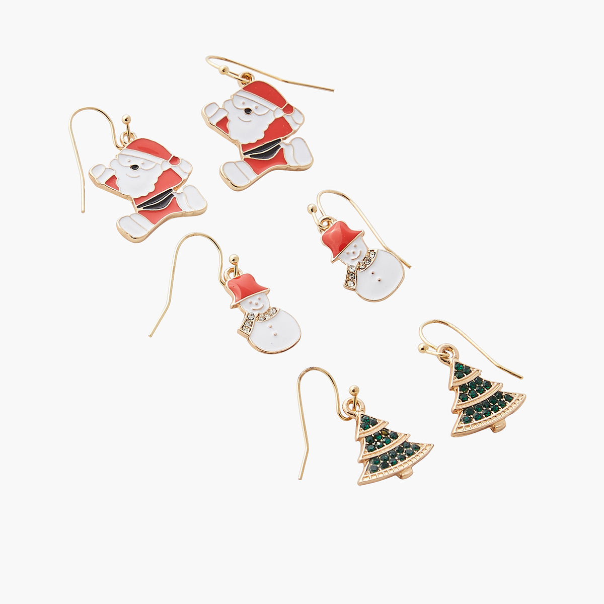 Set de boucles d'oreilles pendantes doré Crazy Xmas