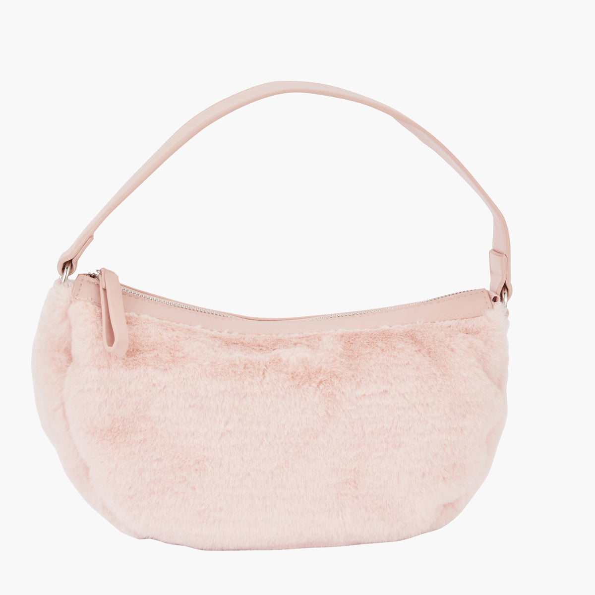 Sac baguette fausse fourrure rose