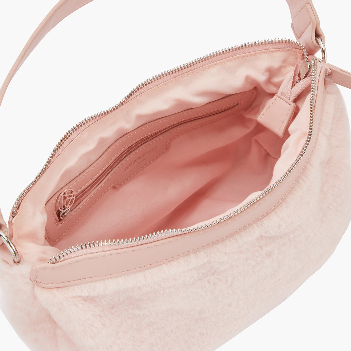 Sac baguette fausse fourrure rose