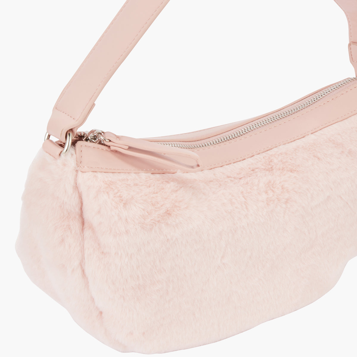 Sac baguette fausse fourrure rose