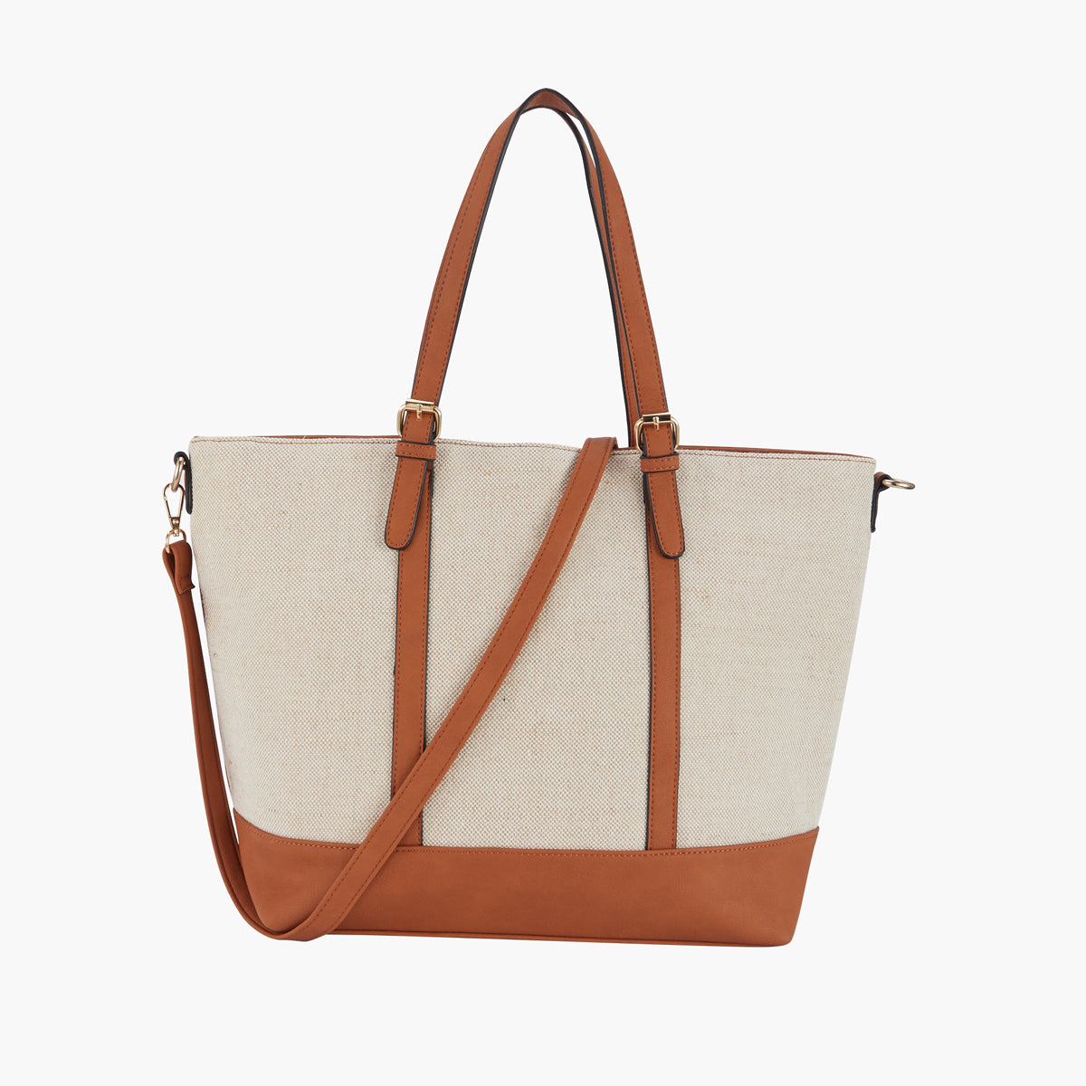 Cabas bimatière beige