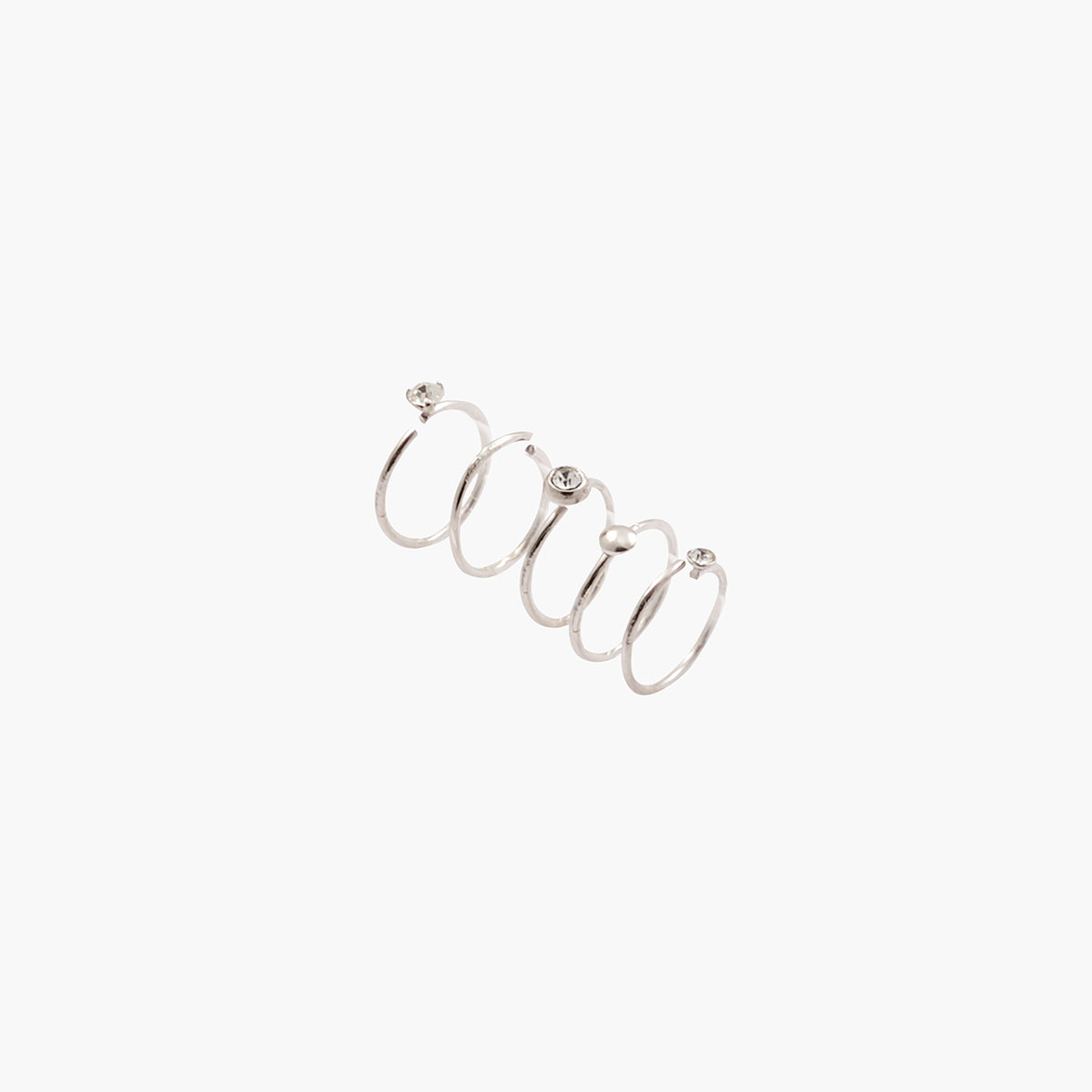 Set de 5 anneaux piercings argent sterling