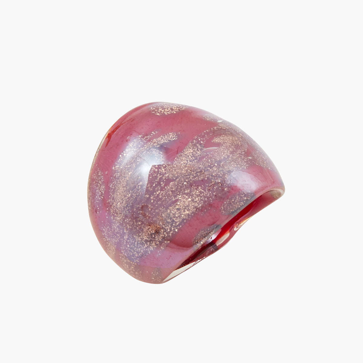 Bague en verre - rouge et doré