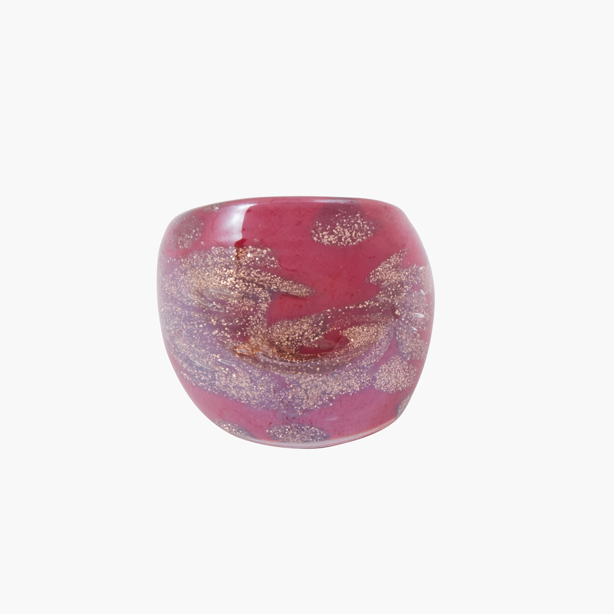 Bague en verre - rouge et doré