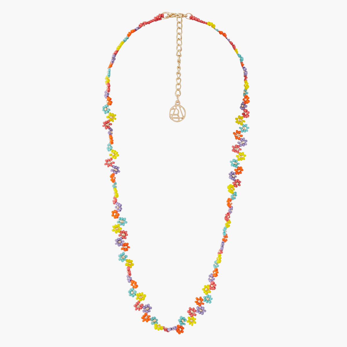 Collier fleurs en perles de rocaille - multicolore