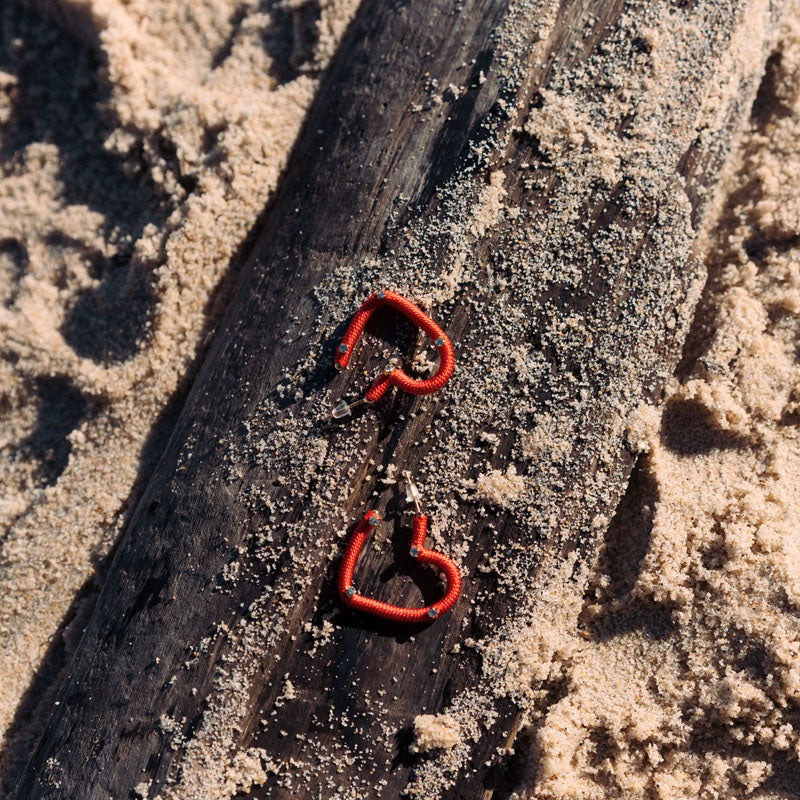 Petites créoles coeur - rouge