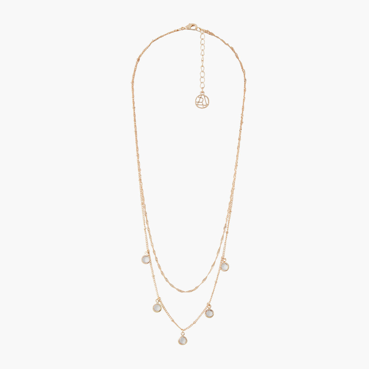 Collier doré 2 rangs avec pendants strass