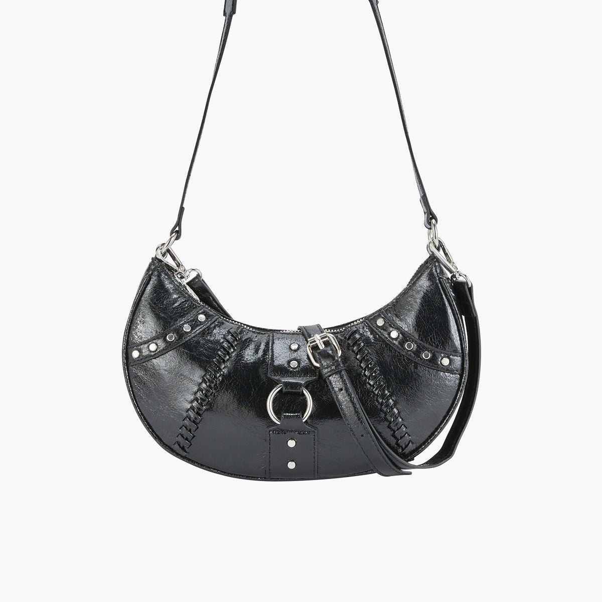 Sac baguette noir metallisé