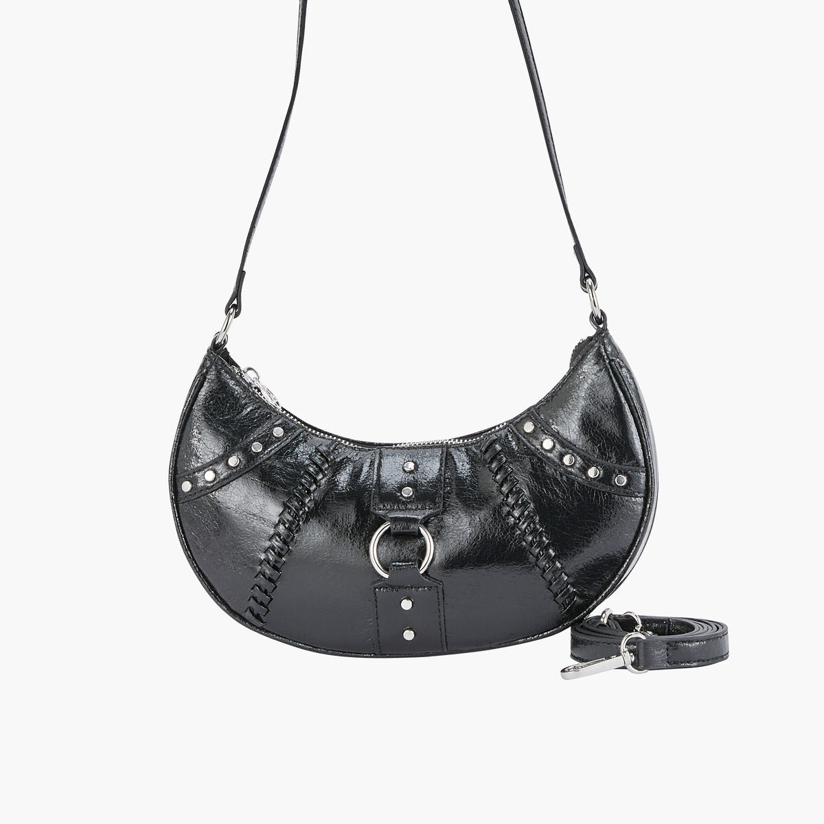 Sac baguette noir metallisé