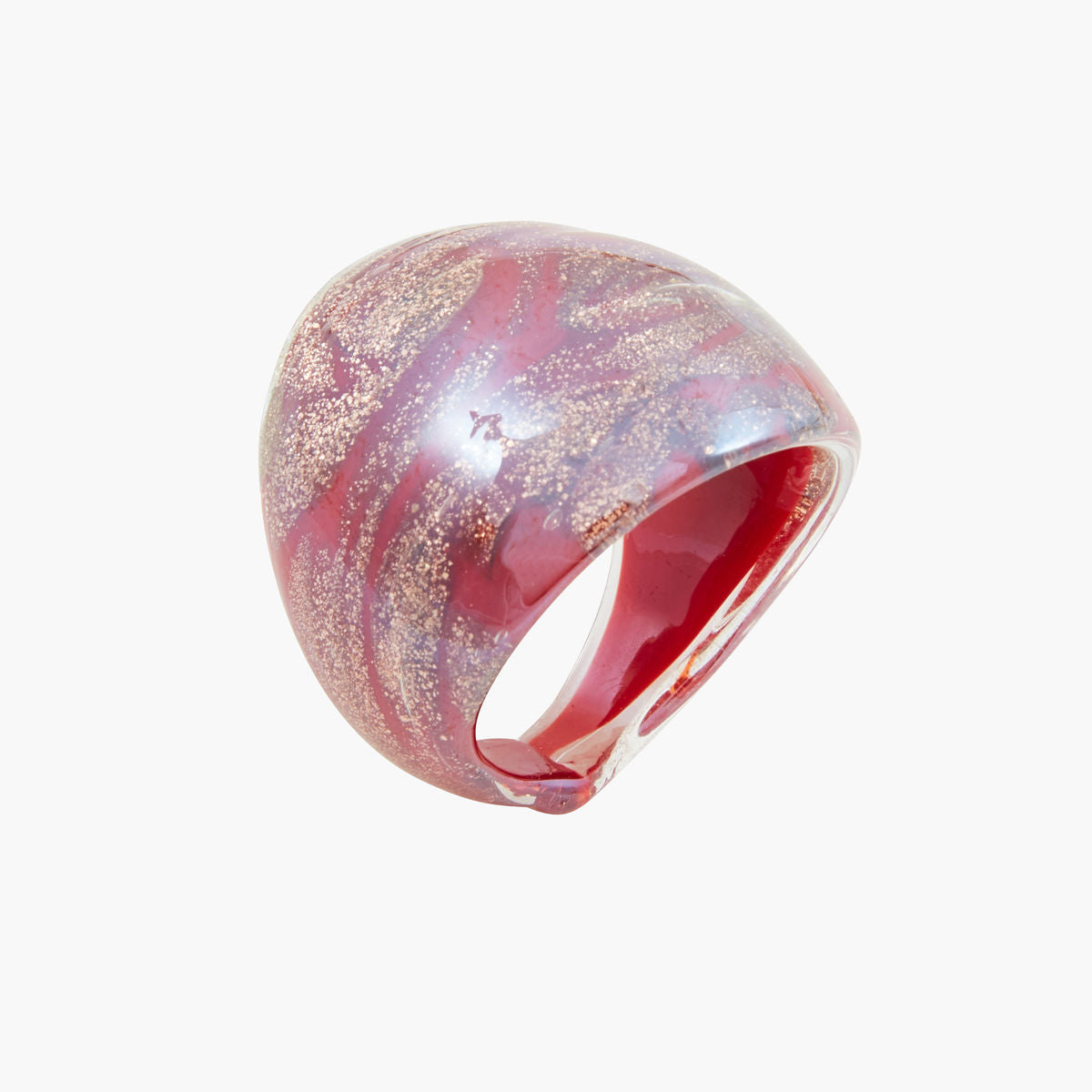 Bague en verre - rouge et doré