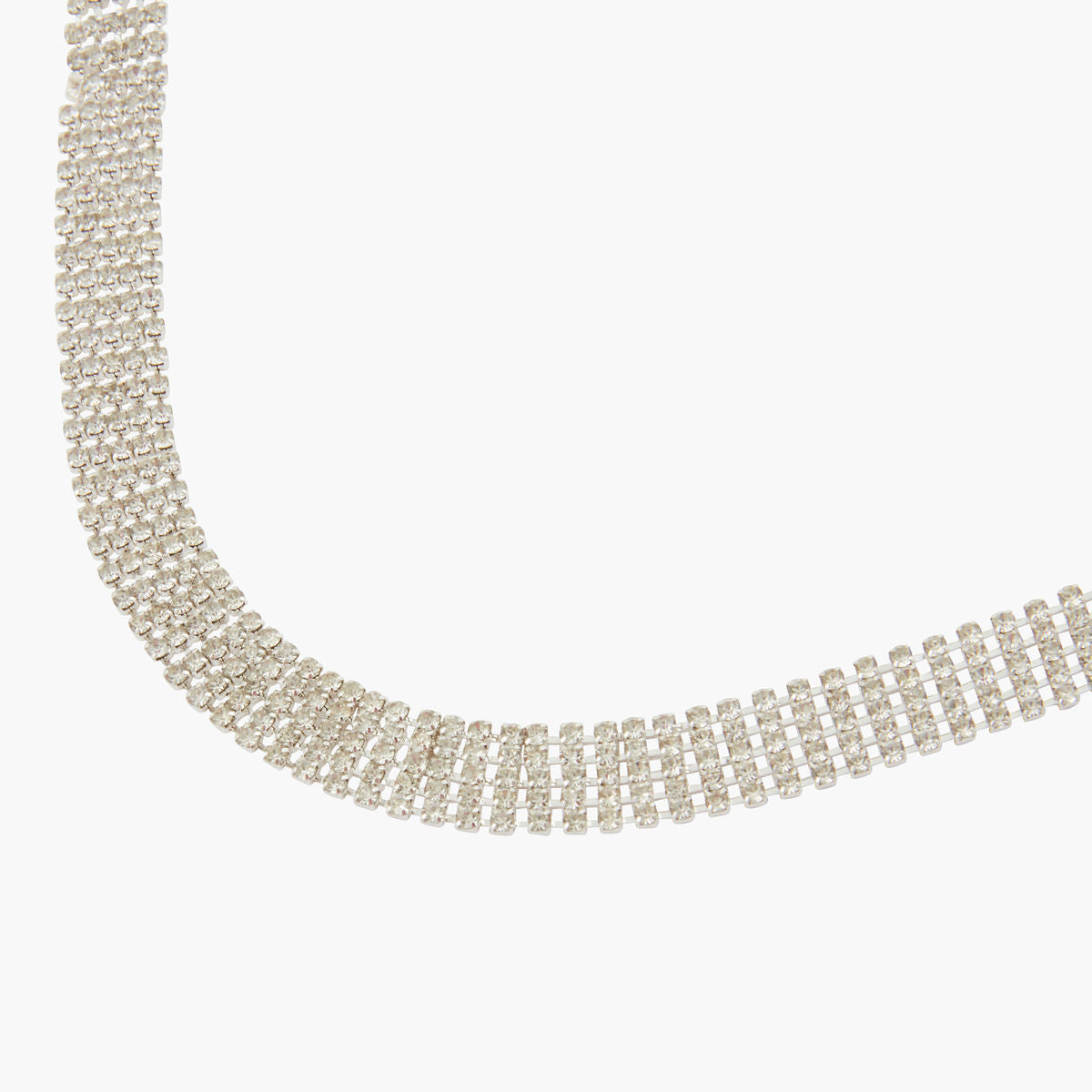 Choker 5 rangs strass argenté - Shiny Party