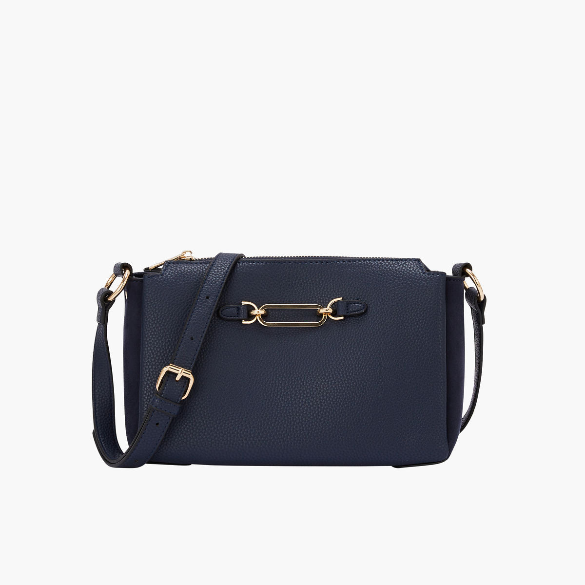 Sac bandoulière bleu bimatière effet grainé