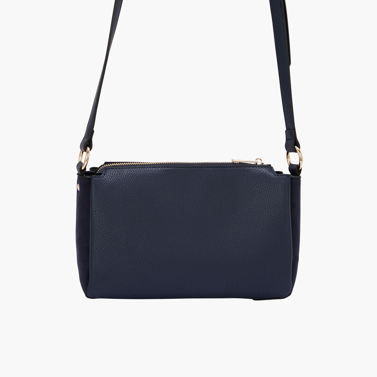 Sac bandoulière bleu bimatière effet grainé