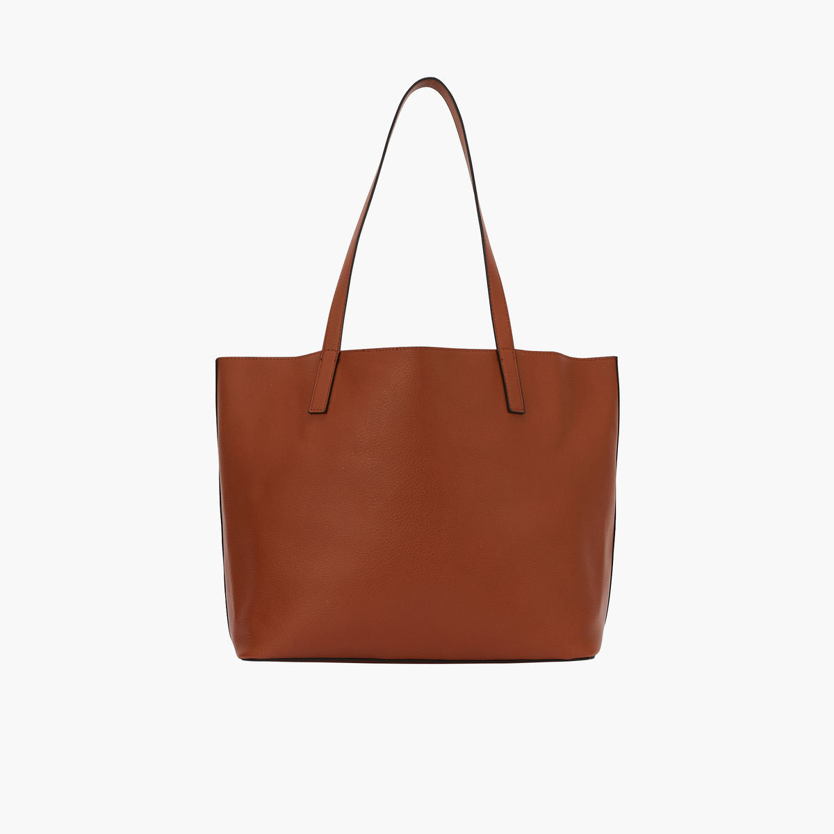 Sac cabas pochette metallise cognac