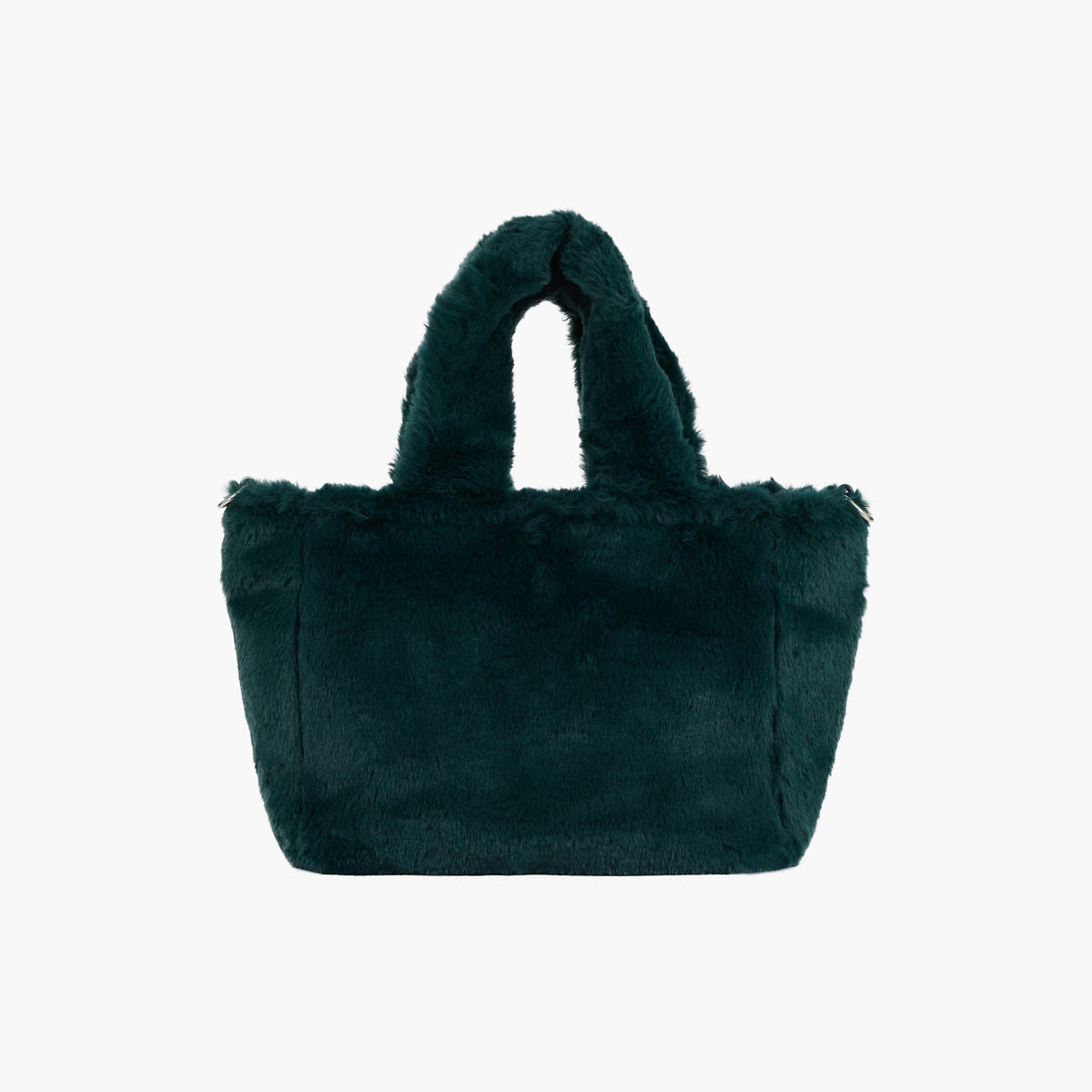 Sac vert en fausse fourrure lurex porté épaule