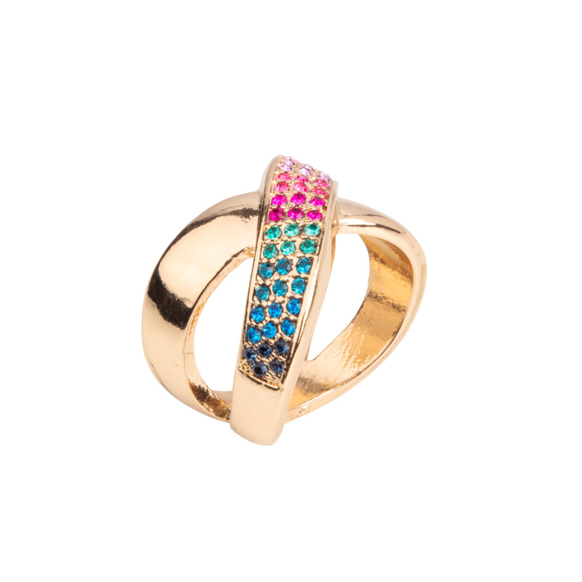 Bague croisée avec strass Pave