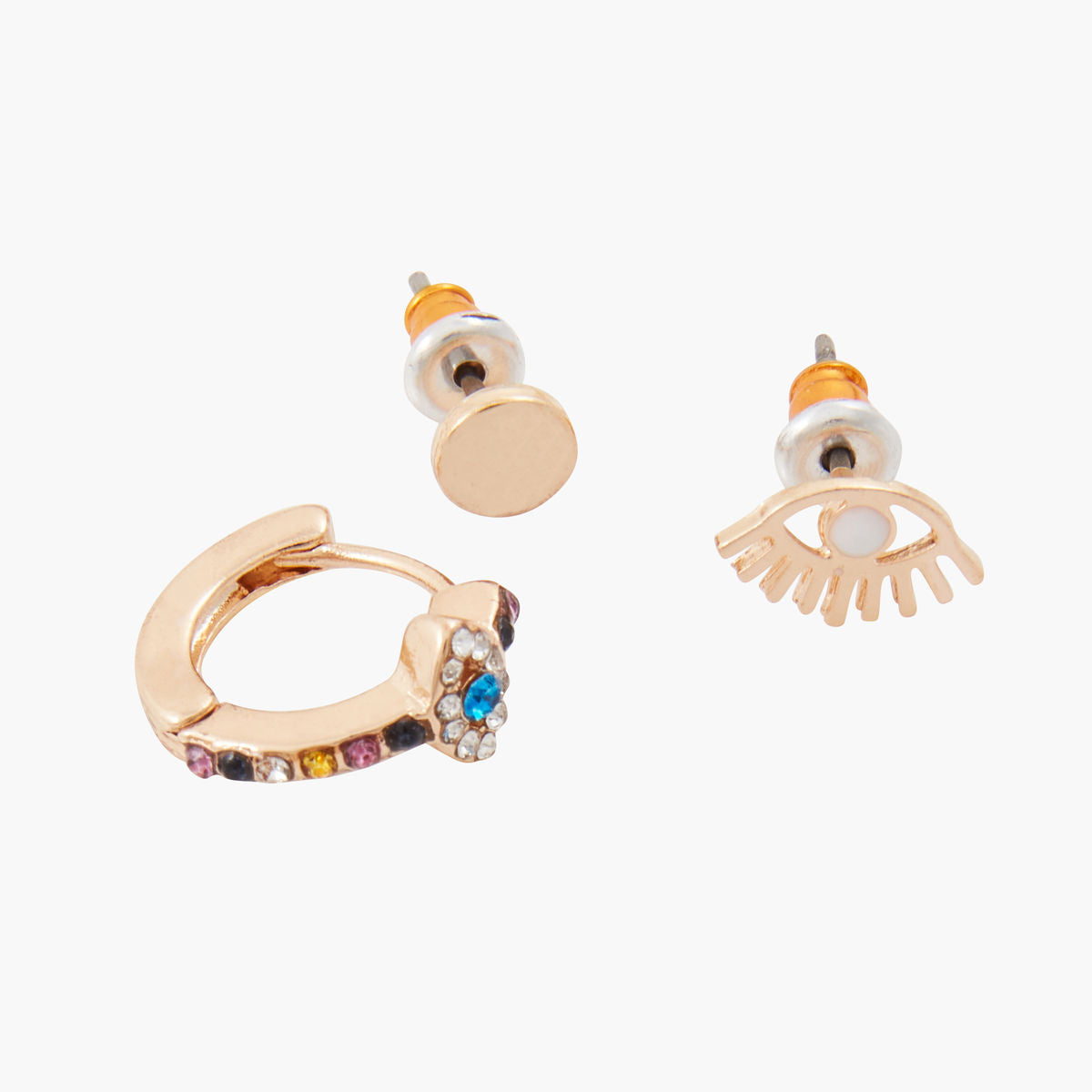 Set de 3 boucles d'oreilles fantaisies - doré