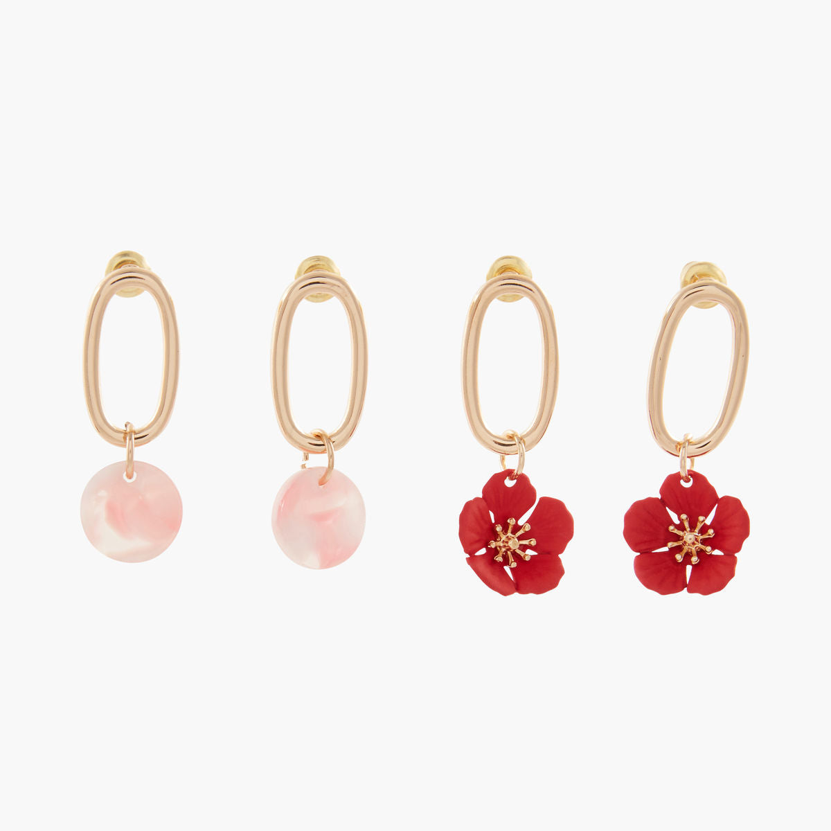 Set de 2 boucles d'oreilles en forme de fleur et en résine Full In Bloom