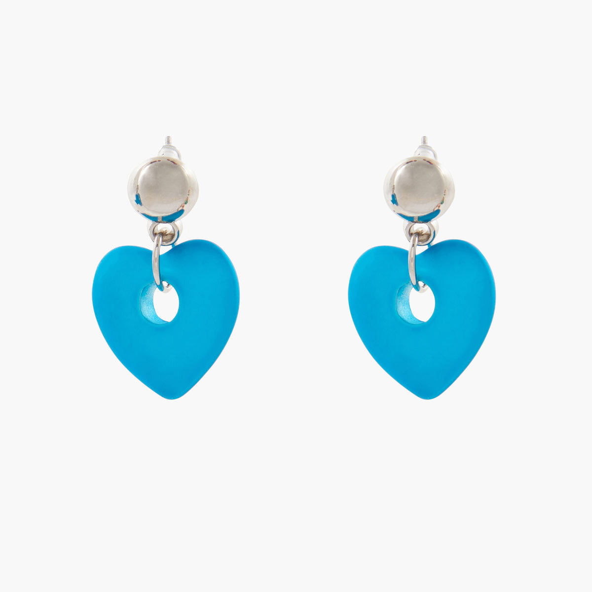 Boucles d'oreilles avec pendentif coeur coating - bleu