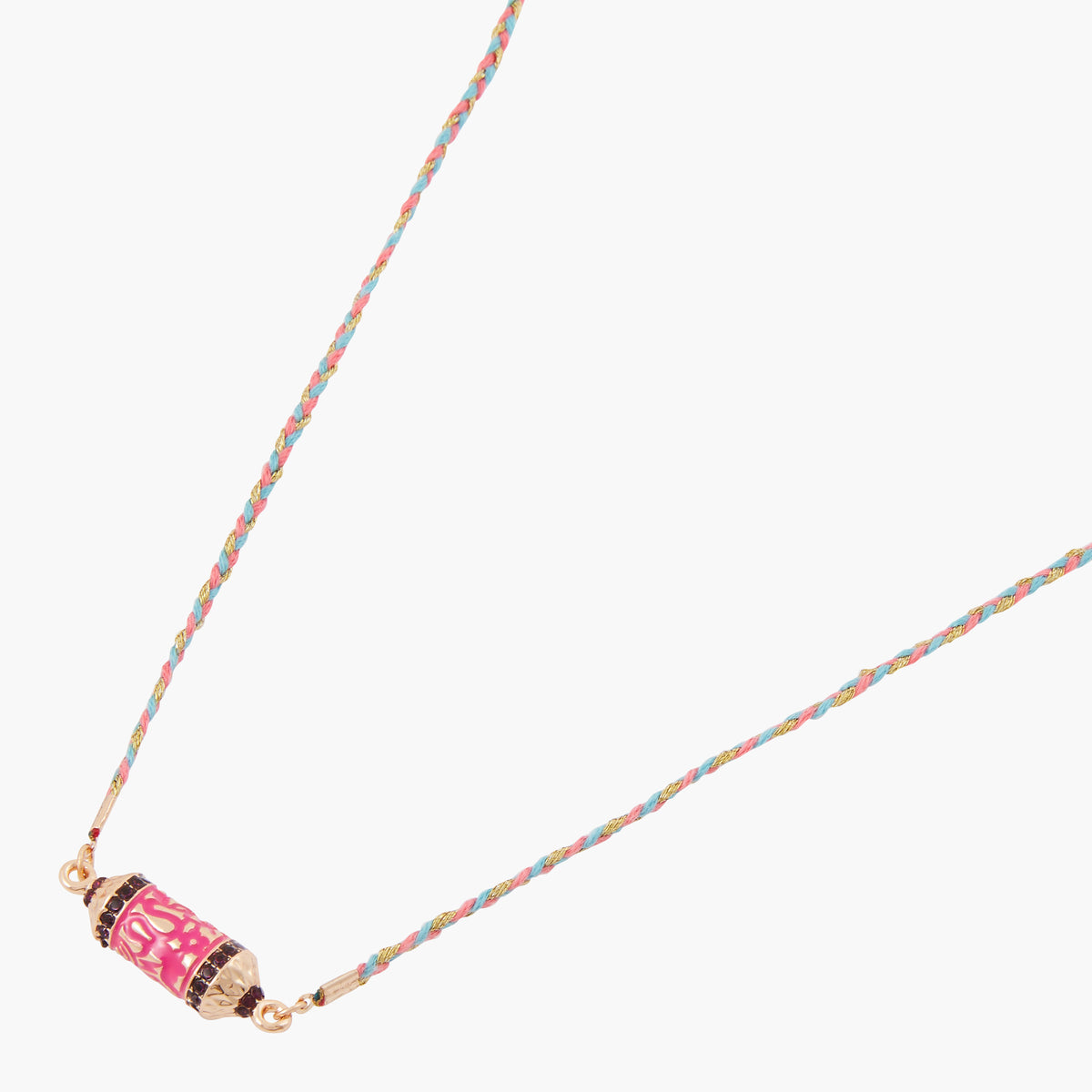 Collier tressé avec talisman - rose et doré