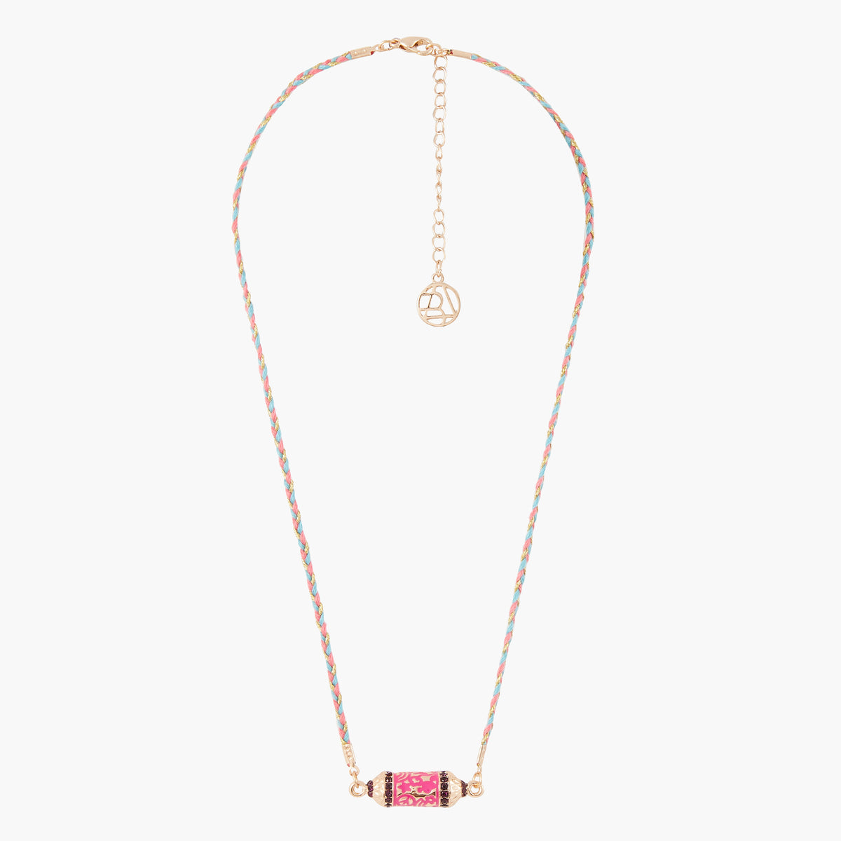 Collier tressé avec talisman - rose et doré