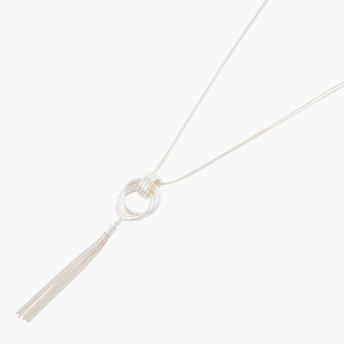 Collier long avec nœud en métal