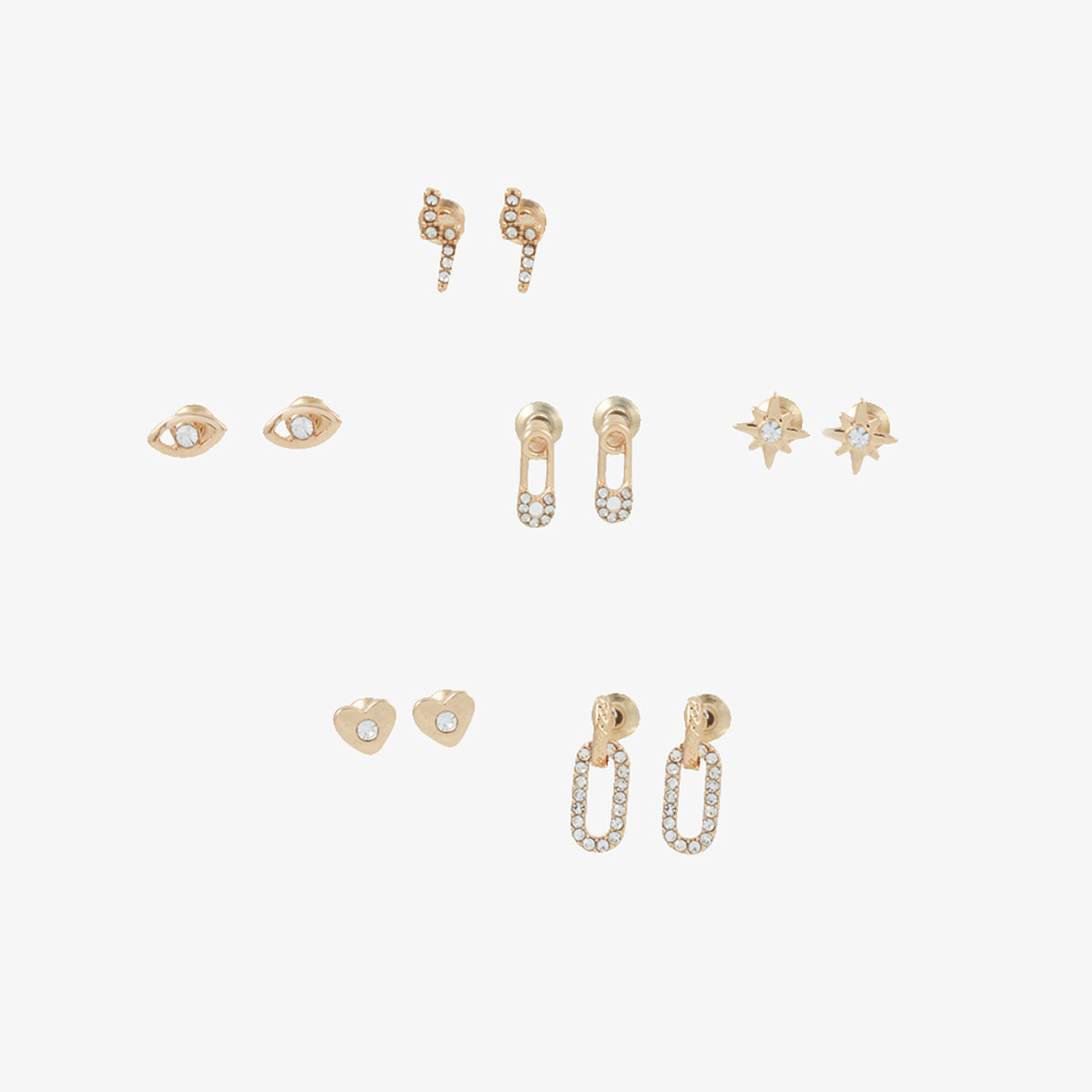 Set de 6 paires de boucles d'oreilles avec strass