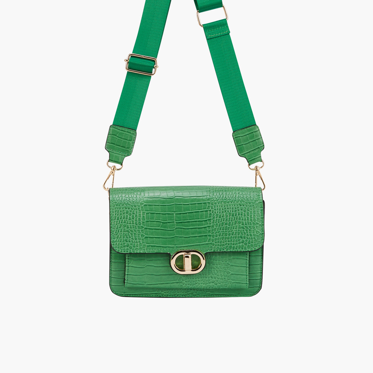 Sac à bandoulière effet croco - vert