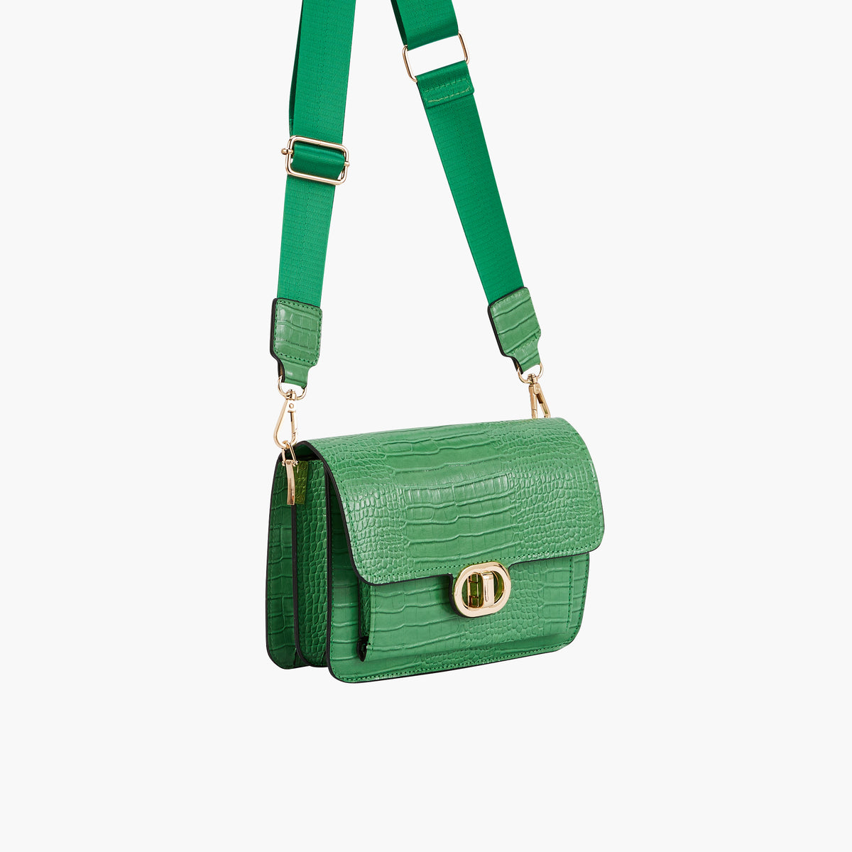 Sac à bandoulière effet croco - vert