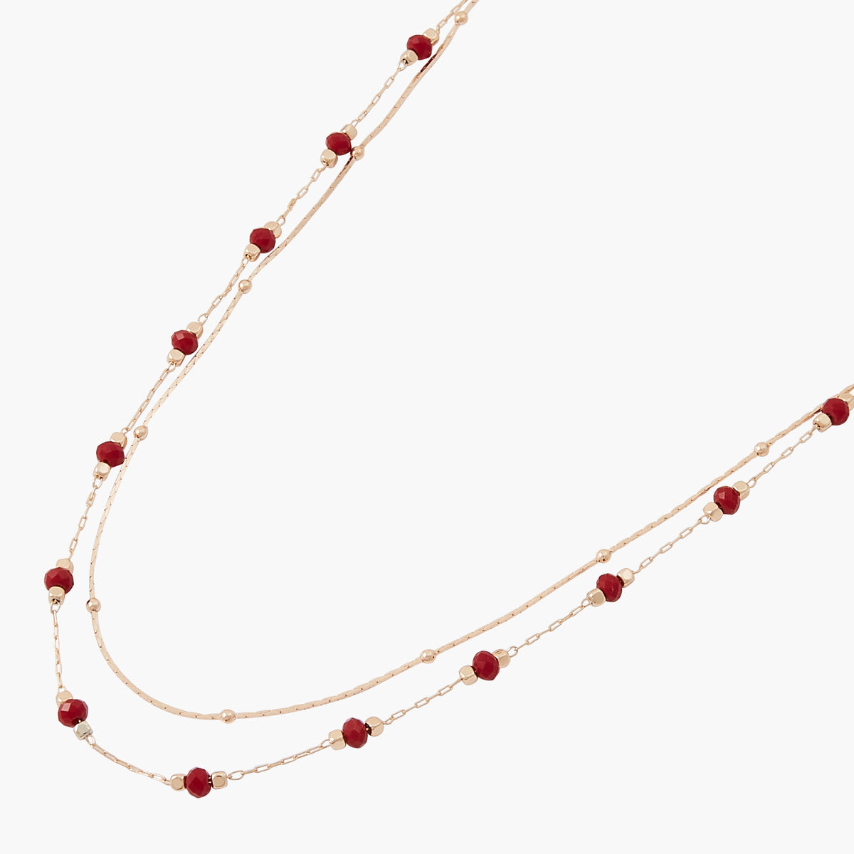 Collier 2 rangs chaine et perles